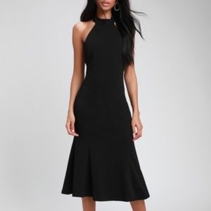 Lulu's Black Backless Halter Midi Formal Dress XS